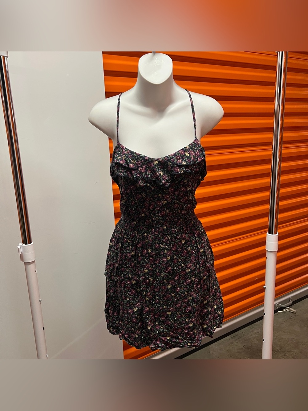 Mimi Chica Navy Floral Ruffle Dress